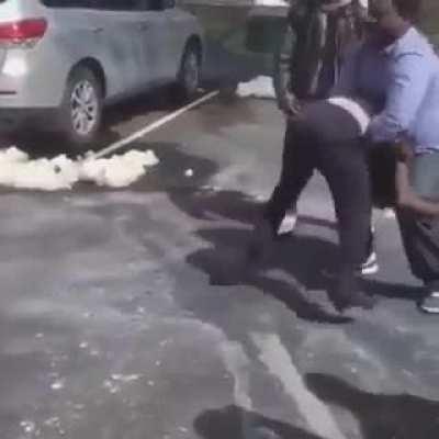 Little dude gets slammed 3 times