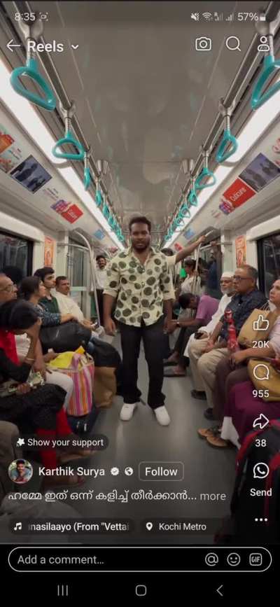 Youtuber dances in a metro in India(Kochi, Kerala)