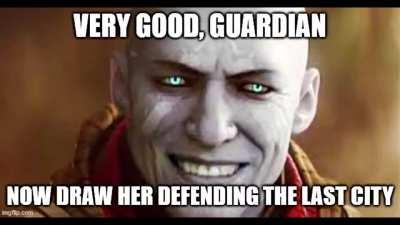 Now draw her defending the last city caw caw