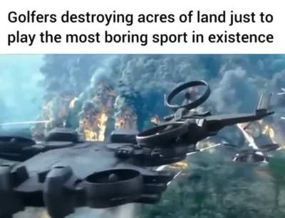 Golf: walking occasionally interrupted by having to hit a ball with a stick