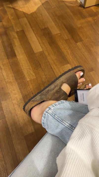 Imagine you would stand in the shop waiting for your gf coming out of the dressing room and you also see me waiting and playing with my feet 