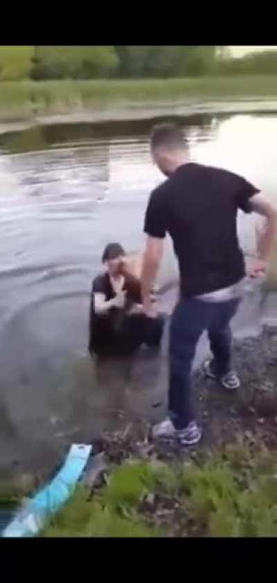 Hilarious Fight Ends Up In Lake