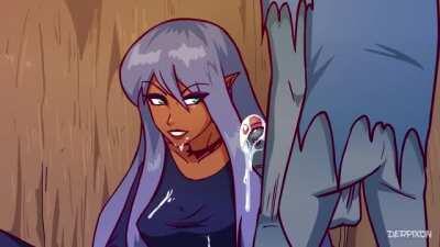 Fandatales Dark Elf Blowjob Goblins Derpixon x-post r/hentaigif