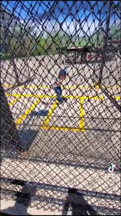 Child get hit by ball machine and then gets hit by ball machine again. TIKTOK by Thefullerbunch