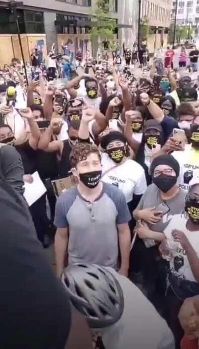 Minneapolis mayor Jacob Frey asked if he would commit to defunding the police. He said 