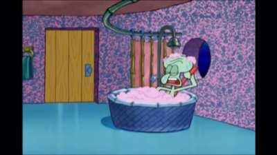 The zombies drop by Squidward’s house