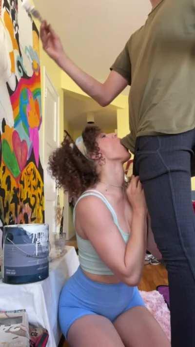 Don’t mind if I do.. keep painting baby. Mommy only need a few mins down here. [MF] MILF