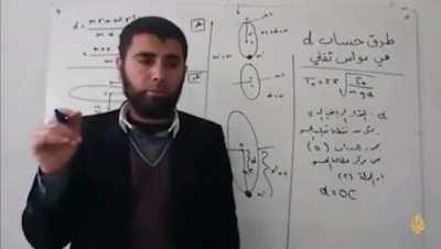 Syrian Physics Teacher giving a lecture while an Airstrike hits nearby
