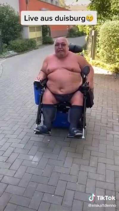 Fat german nazi in a wheelchair Freak Out