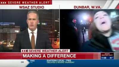 Local reporter hit live on air