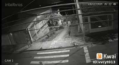 Man running away from his wife, cat from dog and thief from police at the same time