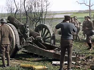 Rare footage of WW1 artillery in action from the documentary film 