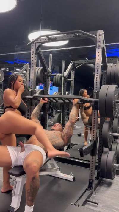 Working out on his cock at the gym