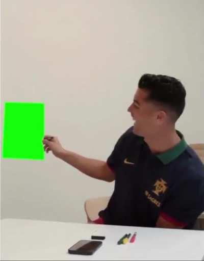 [GREEN SCREEN] Cristiano Ronaldo laughing at his drawing Meme Template