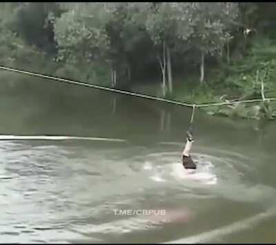 Zip line trip turns into something else...