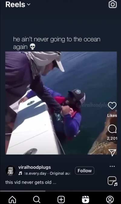 He ain’t never going to the ocean again 🛥️ 🐟 🌊