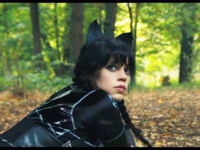 Jenna as Wednesday in her car suit 😳