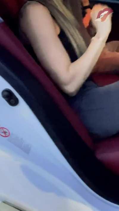 Giving a new reddit bull a surprise BJ on the way home from dinner while hubby drives