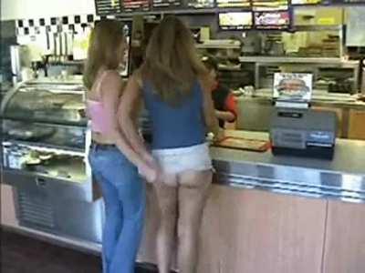 Flashing her ass at the fast food restaurant