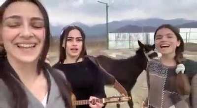 Georgian village trio with mandolin