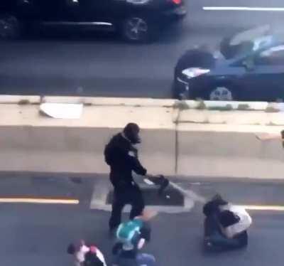 Hands in the air, on their knees, they definitely were a threat to this cop.