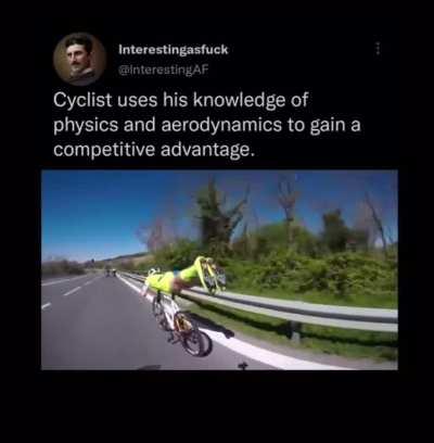 Planking cyclist burning past all of his opponents