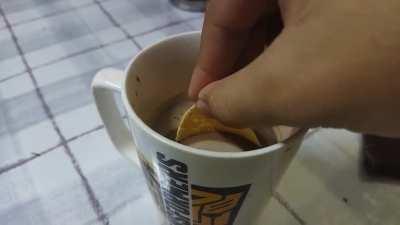 I dipped a Jackers potato chip into milo.
