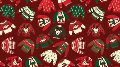 I created a couple of Holiday Zoom Backgrounds for a Ugly Zoom Background Competition at Work. Here's the first one with Ugly Sweaters
