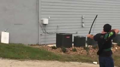 Archery practice with a concrete wall