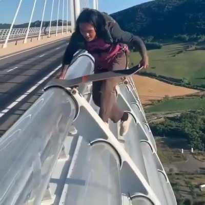 Skating off a bridge