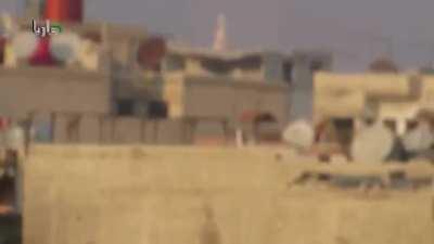 Disabled Mi-8 falling over Darayya city in Syria