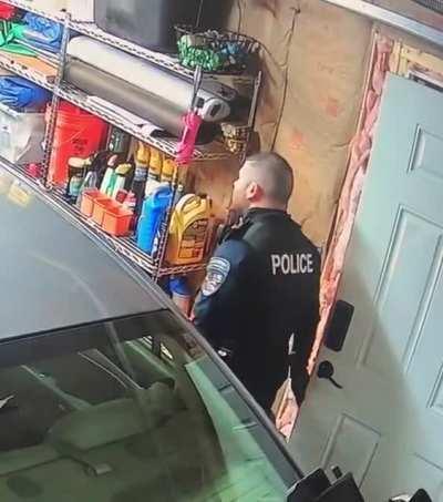 Officer damages private property while executing a search warrant