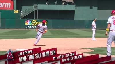 [Highlight] Luis rengifo hits his 15th homer to tie the game up and bring his hitting streak to 11 games