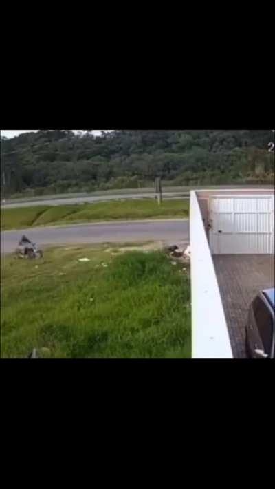 Guy manages to hit only obstacle in sight