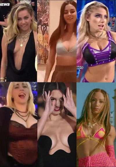 Who would be the best fuck? What would you have in mind for the night? - Miley Cyrus, Victoria Justice, Alexa Bliss, Billie Eilish, Olivia Rodrigo, Mercdes Mone