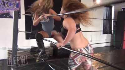 Alexxis kicked in the cooch in the corner by Jordynne Grace