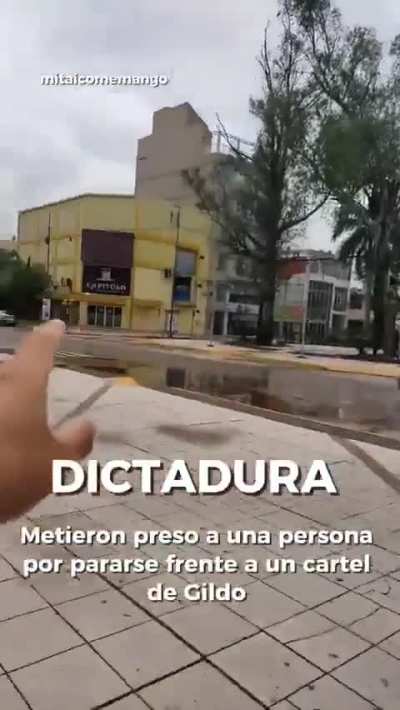 En Formosa, la policía del gobernador Gildo Insfrán metió presa a una persona por pararse frente a un cartel de Gildo.