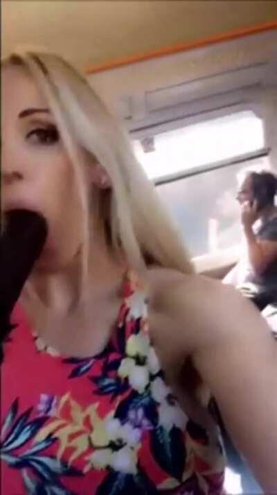 Girls messing around on a Train