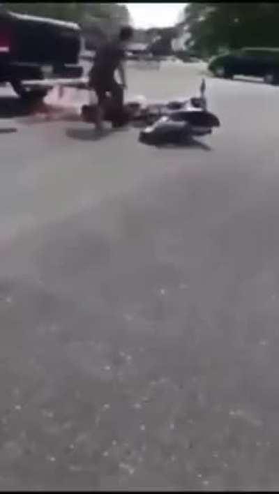 You hit my dad. You get hit with a ladder. Leaking. Dead?