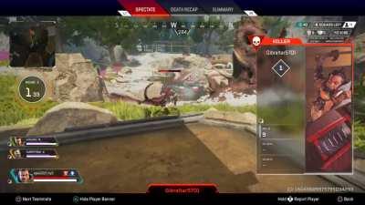 Spectated this guy who killed me--my man is so locked on to his enemy that the bullets magically bend around the prowler!