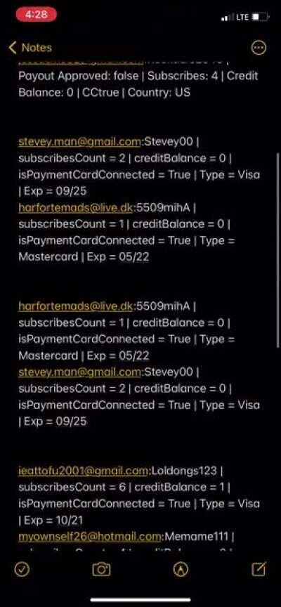 FREE ONLYFANS ACC I sell them discounted also if u want more they come with valid cc and login I only refund if wrong password