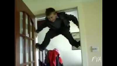 I'm just going to climb this door frame