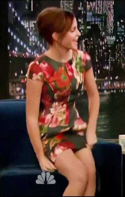 Emma Watson teasing you, the Interviewer, in this tight & short dress. What would you do?