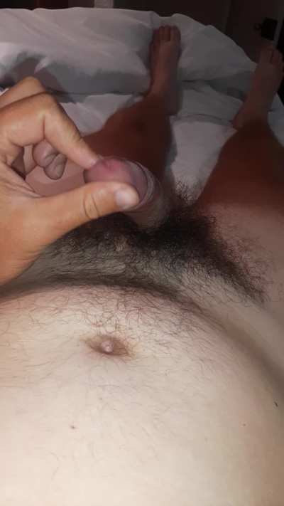 Rubbing my glans and ruined myself.