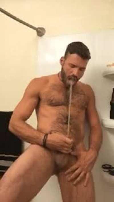 There is no guy to fulfill his desire, so he find the way to please his dirty needs