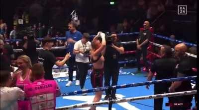 Boxer flashes the crowd on live tv after first win