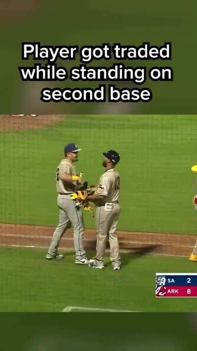 Baseball player traded while on second base