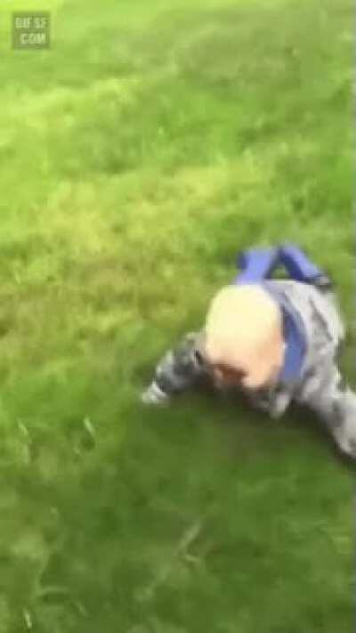 Laughing at clumsiness