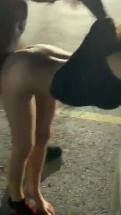 Young girl having sex behind a club