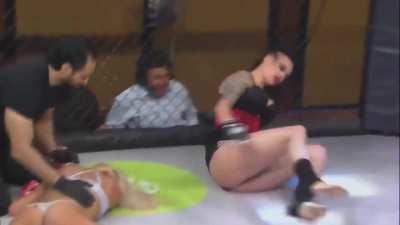 LFC - Chloe Cameron gets put into a deep sleep wearing skimpy lingerie on her debut fight. Very humiliating but sexy pass out.
